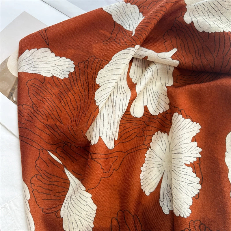 100% Water-Soluble Wool Scarf – Ginkgo Leaf Print OESLO