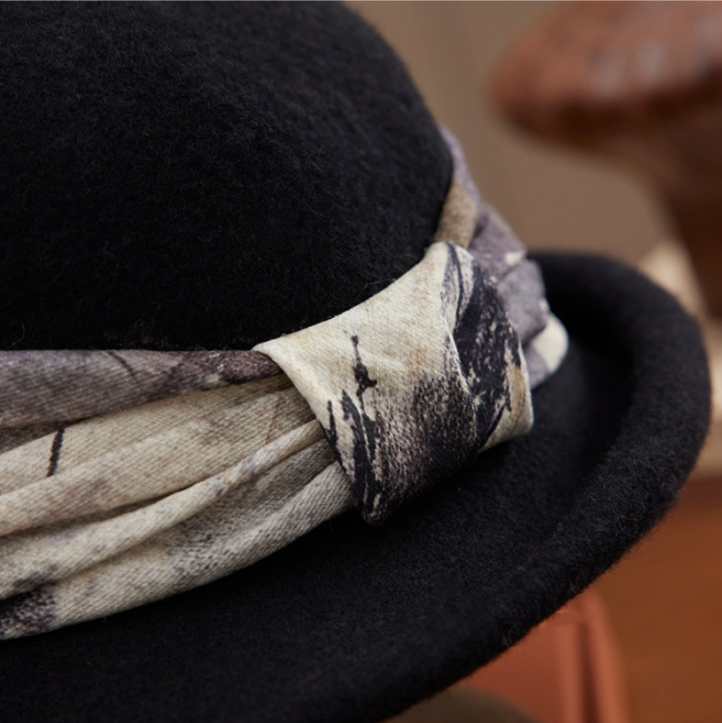 Women's autumn and winter wool blend bucket hat, elegant hat, bucket hat - AOA Fashion Accessories