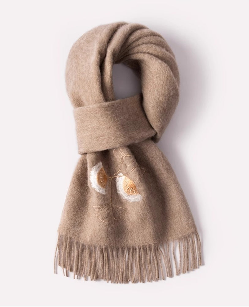 Wool Scarf Women – With Exquisite Floral Embroidery - OESLO