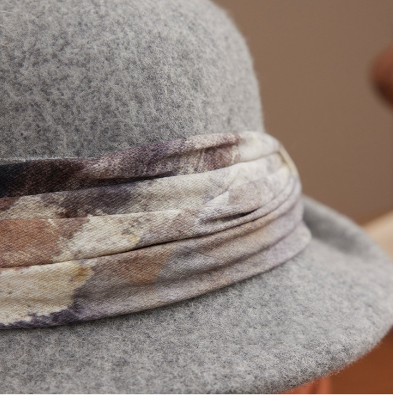 Wool Cloche Hat for Women - With Vintage Silk Band - OESLO