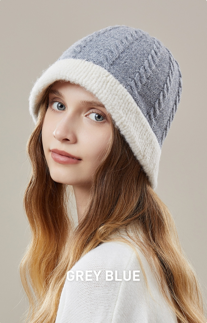 Knit Bucket Hat – Wool Two-Tone Warm Winter Hat - OESLO
