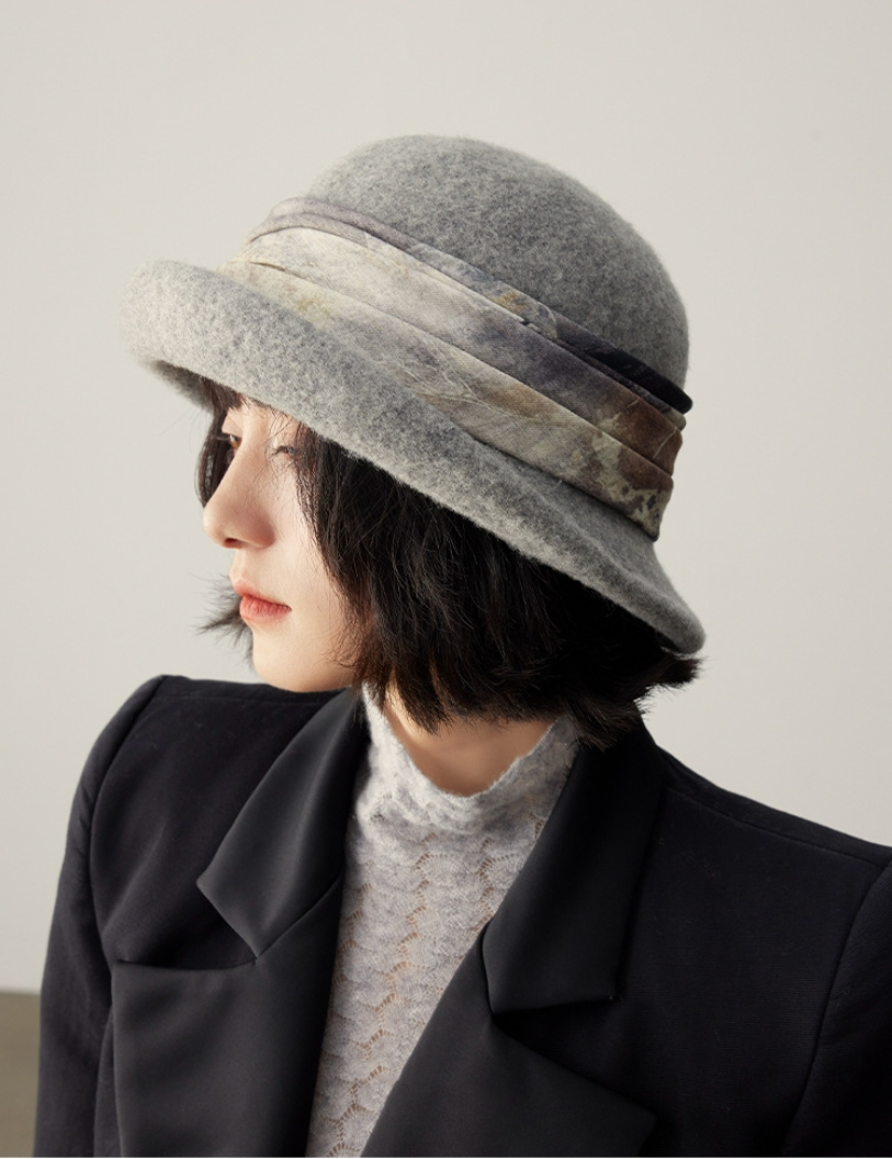 Wool Cloche Hat for Women - With Vintage Silk Band - OESLO