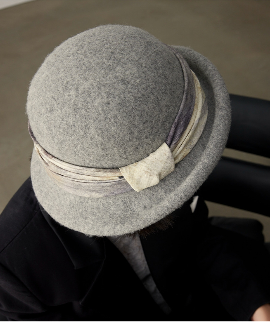 Wool Cloche Hat for Women - With Vintage Silk Band - OESLO