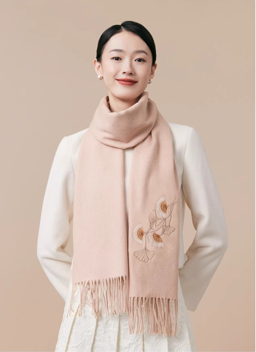 Wool Scarf Women – With Exquisite Floral Embroidery - OESLO