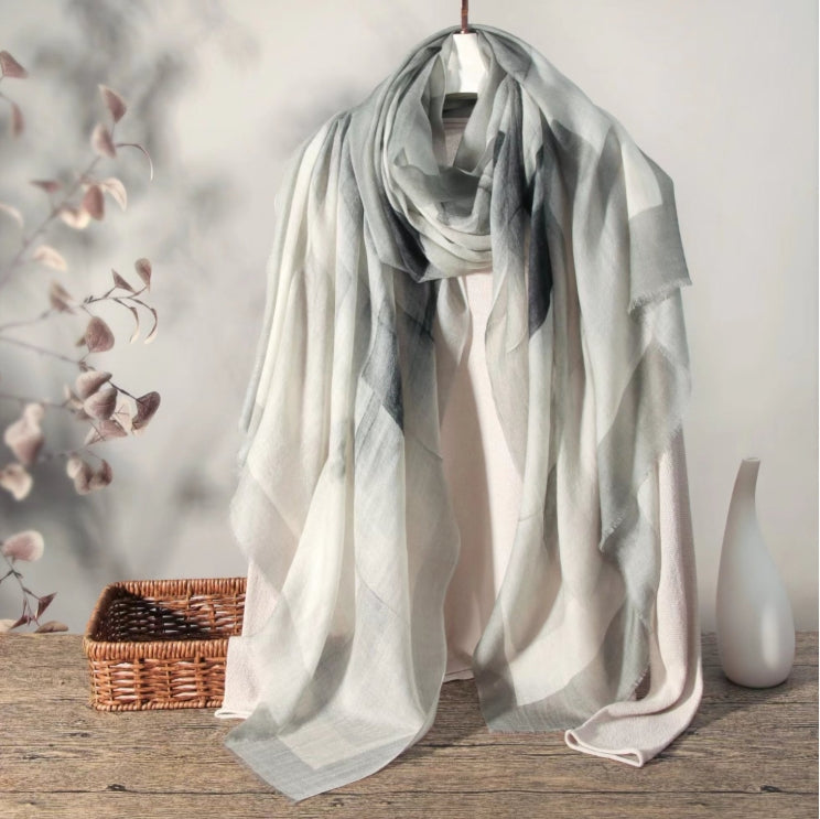 Big Wool Scarf - Elegant Ink Wash Design - OESLO