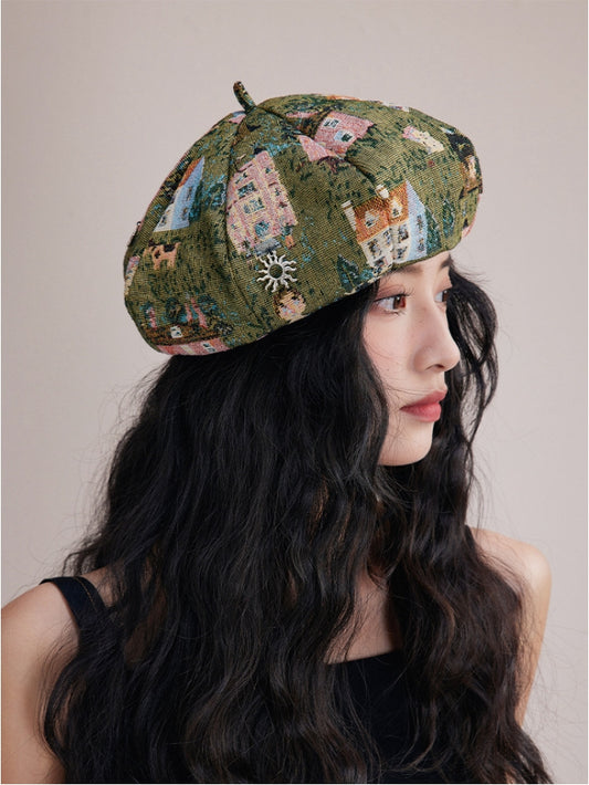 Women's Beret – Vintage Patchwork Artist Hat - AOA Fashion Accessories