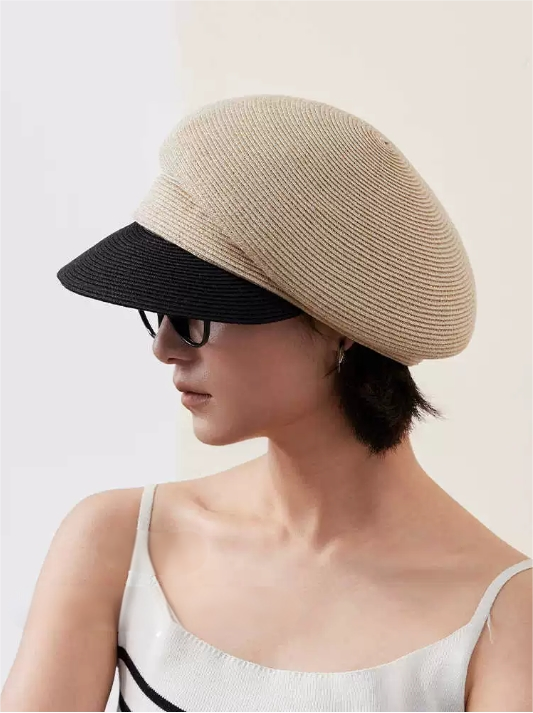 Paper Straw Beret Hat – Lightweight Summer Cap for Women - AOA Fashion Accessories