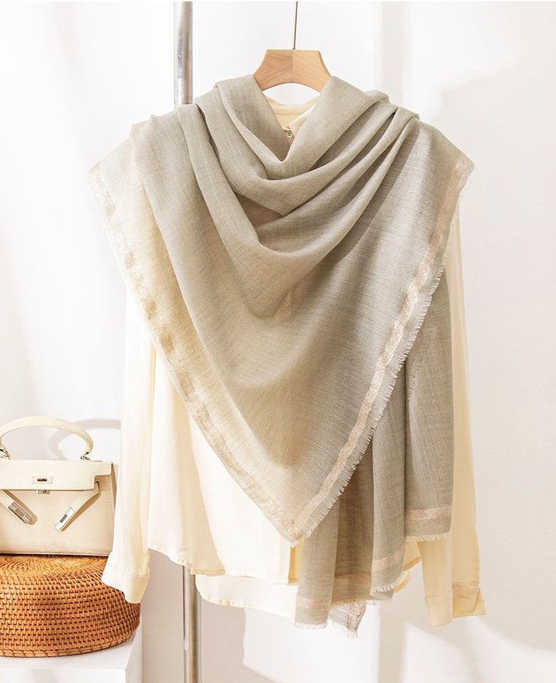 Solid Color 100% Wool Scarf - Lightweight and Elegant Ladies' Shawl - OESLO