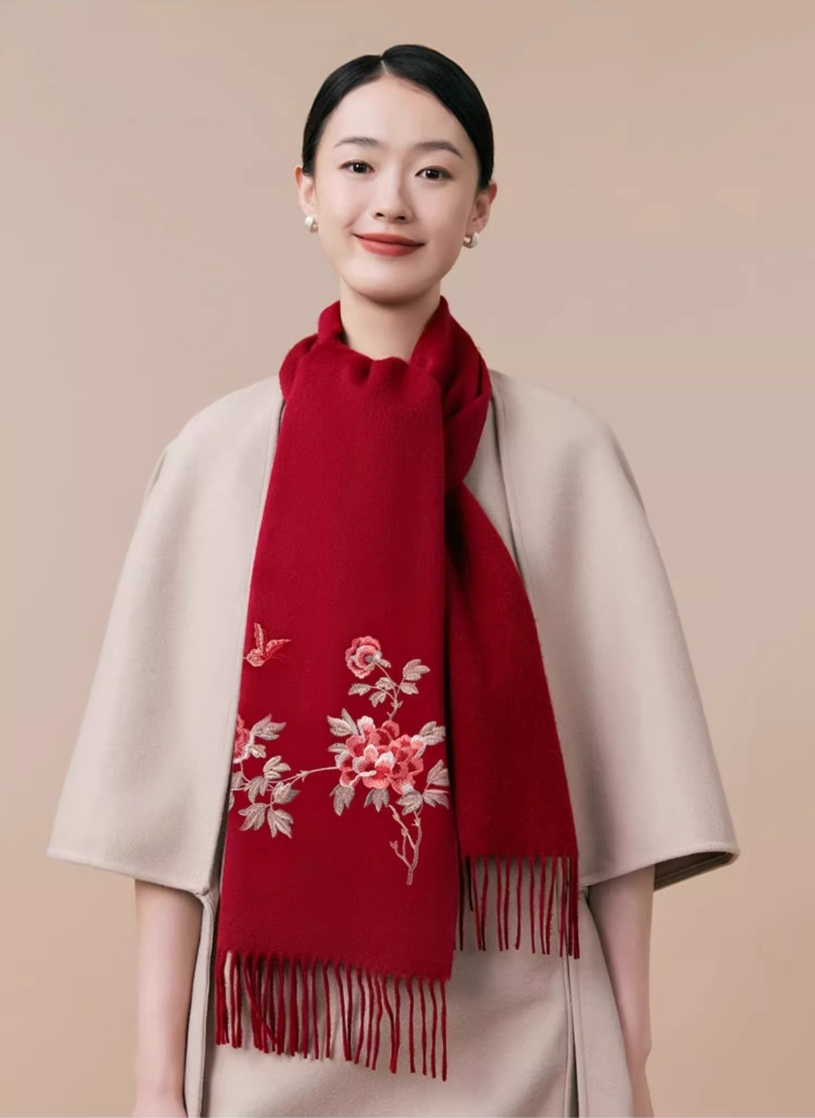 Wool Scarf Women – With Exquisite Floral Embroidery - OESLO