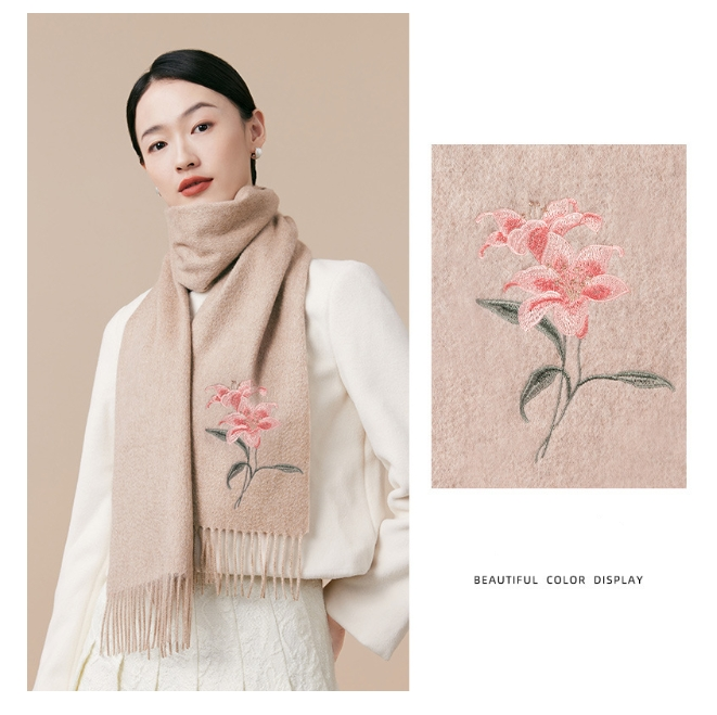 Wool Scarf Women – With Exquisite Floral Embroidery - OESLO