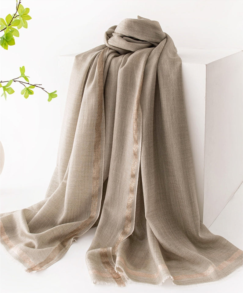 Solid Color 100% Wool Scarf - Lightweight and Elegant Ladies' Shawl - OESLO