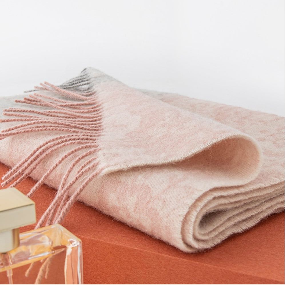 Men's and women's autumn and winter jacquard wool scarves, warm color matching thickened wool versatile scarves