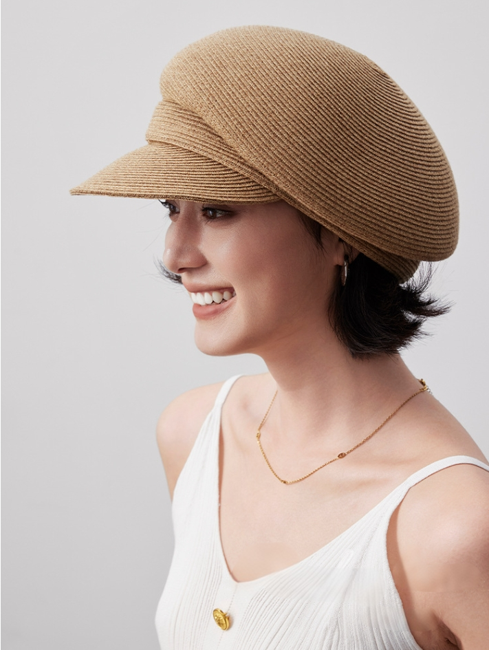 Paper Straw Beret Hat – Lightweight Summer Cap for Women - OESLO