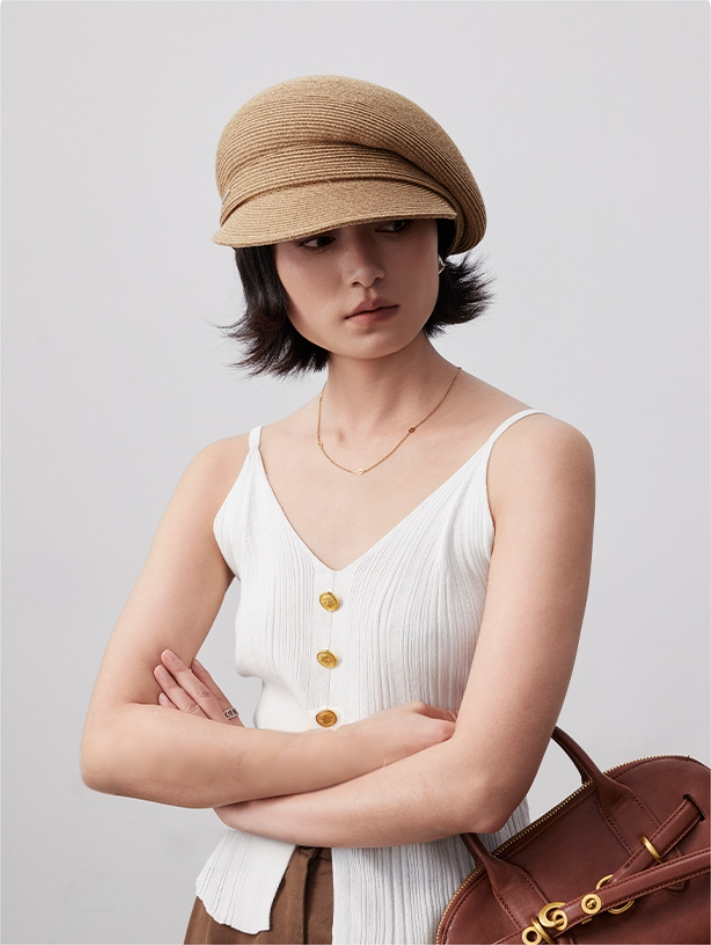 Paper Straw Beret Hat – Lightweight Summer Cap for Women - OESLO