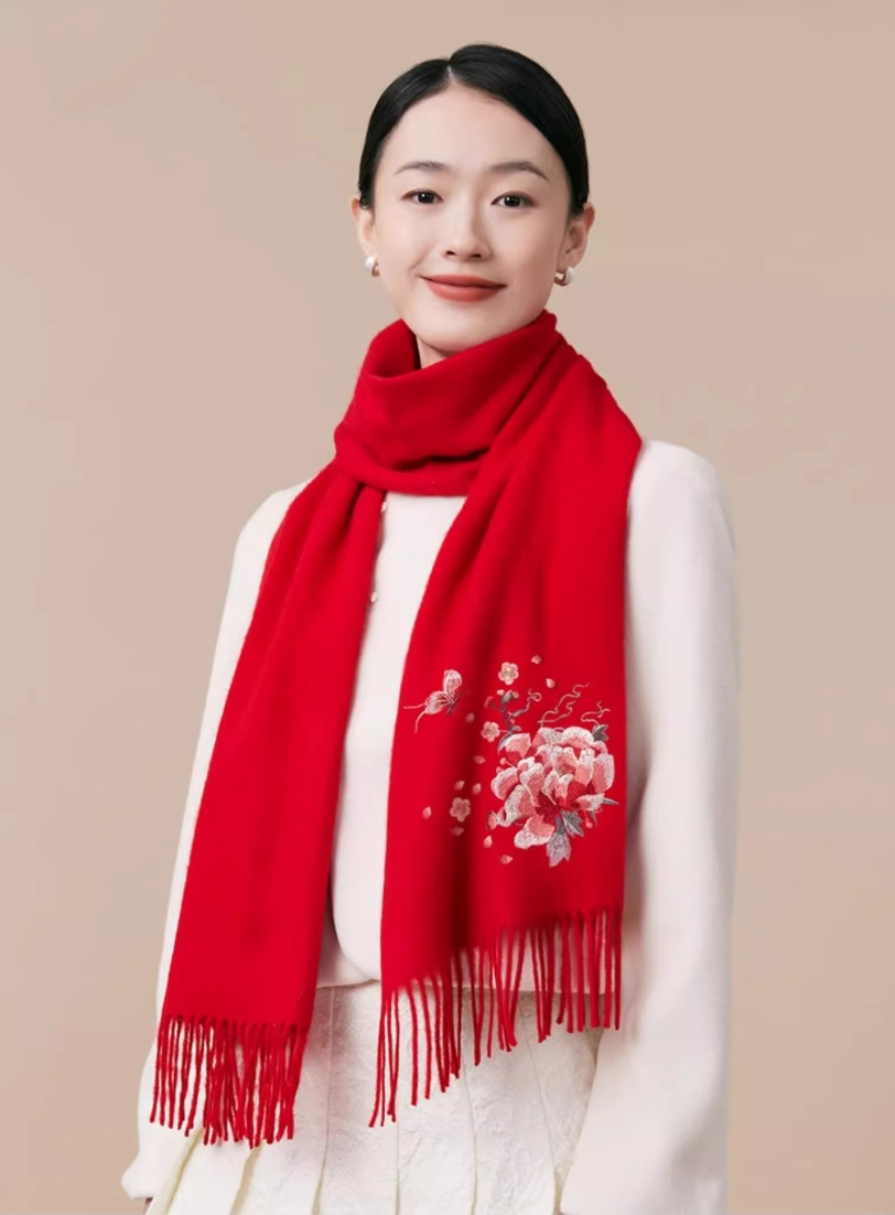 Wool Scarf Women – With Exquisite Floral Embroidery - OESLO