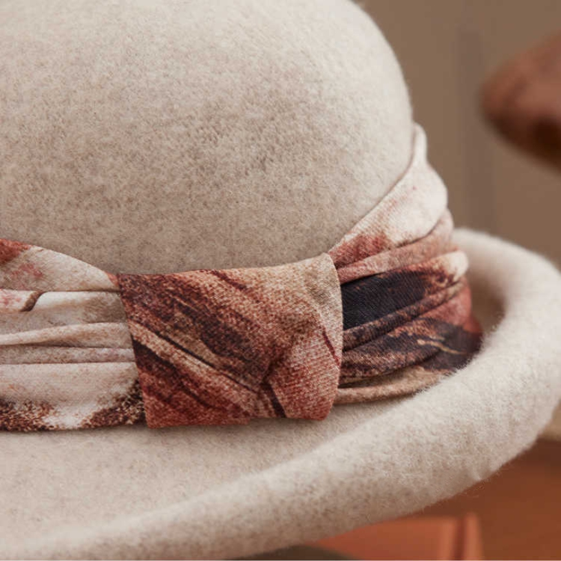 Wool Cloche Hat for Women - With Vintage Silk Band - OESLO