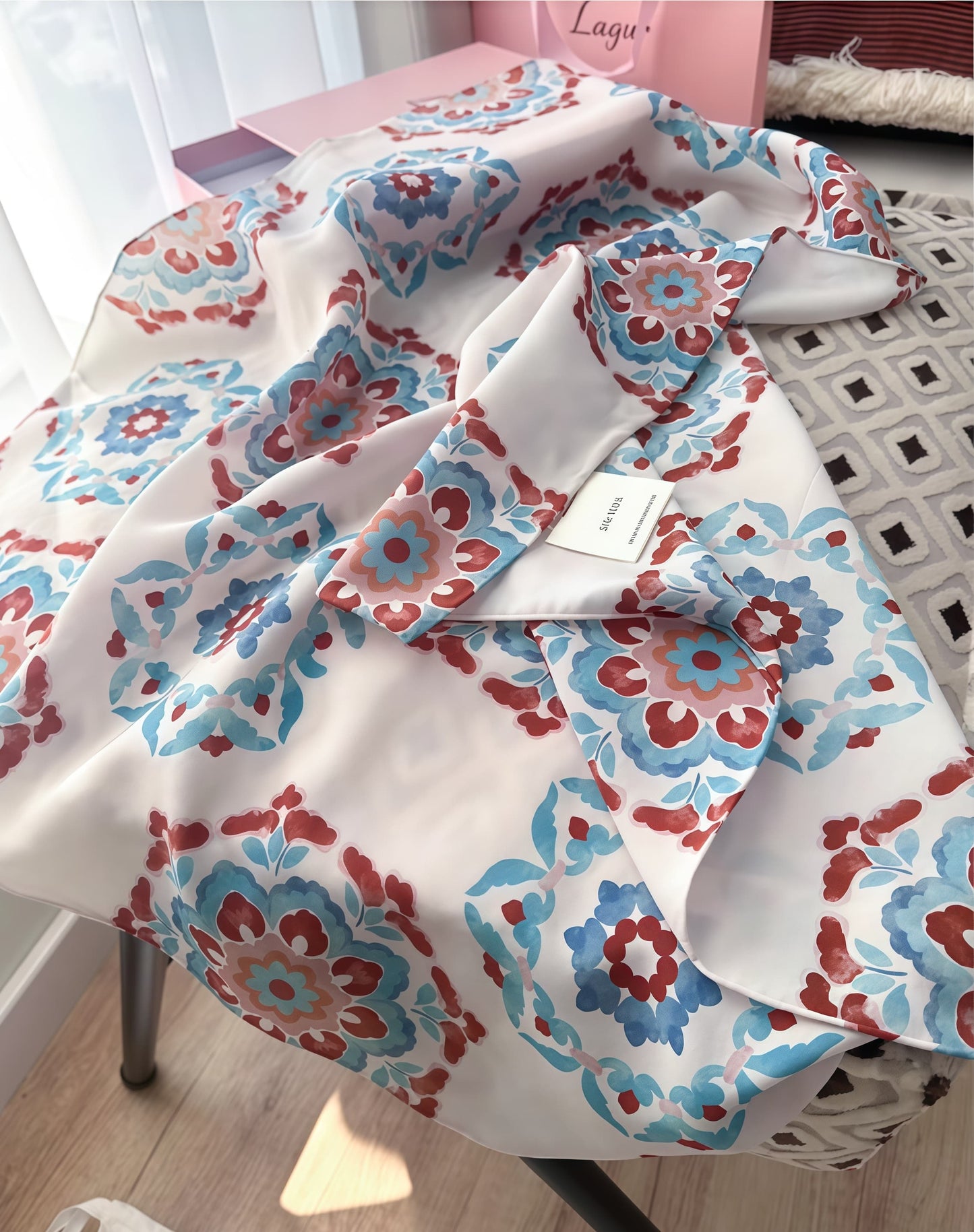 Art-Inspired Floral Silk Square Scarf - AOA Fashion Accessories