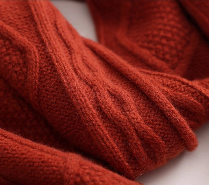 Wool Diamond Cable Knit Scarf – Vintage Texture & Timeless | Multiple Colors OESLO