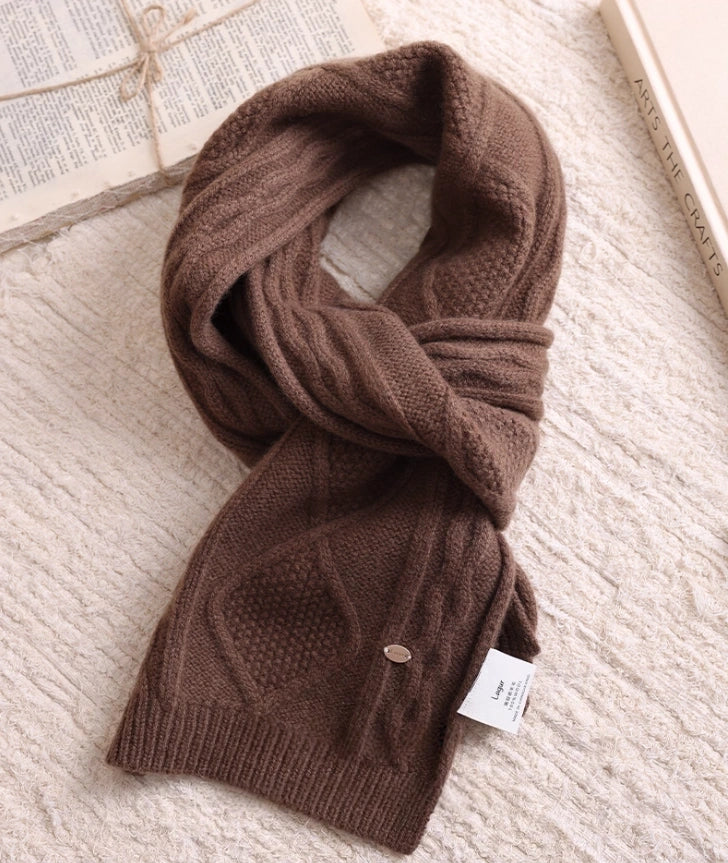 Wool Diamond Cable Knit Scarf – Vintage Texture & Timeless | Multiple Colors OESLO