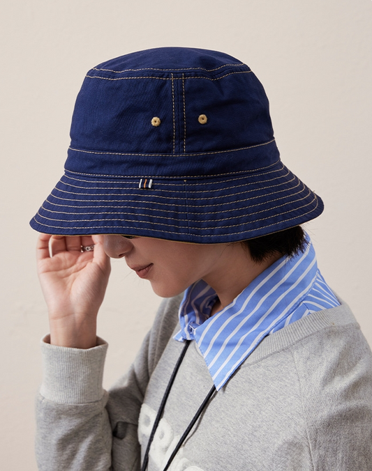 Cotton Bucket Hat–Cotton Wide Brim Hat, Dual-Color, Two-Way Wear - AOA Fashion Accessories