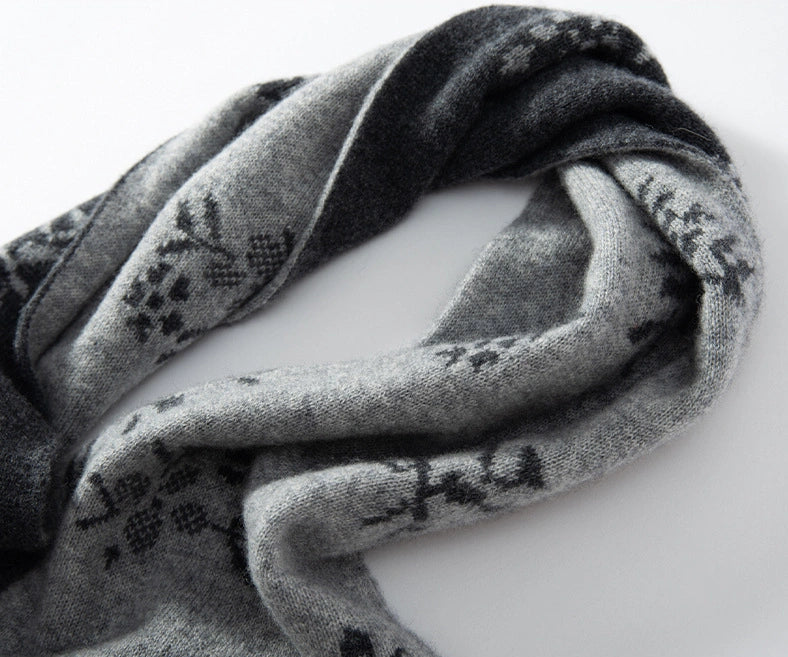 Reversible Cashmere Scarf - with Floral Jacquard Pattern | Multiple Colors OESLO