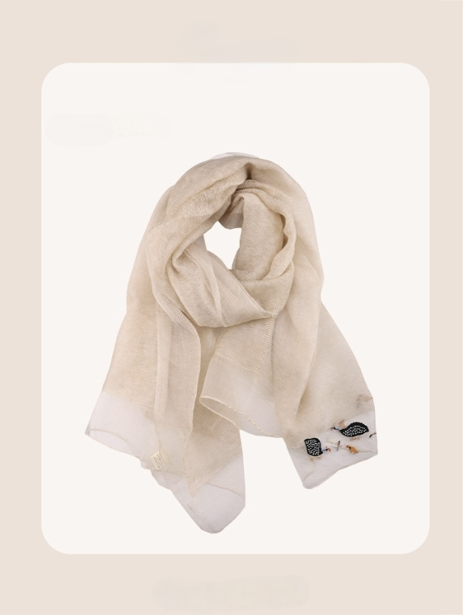 Embroidered Silk Scarf for Women – Lightweight Wrap - OESLO