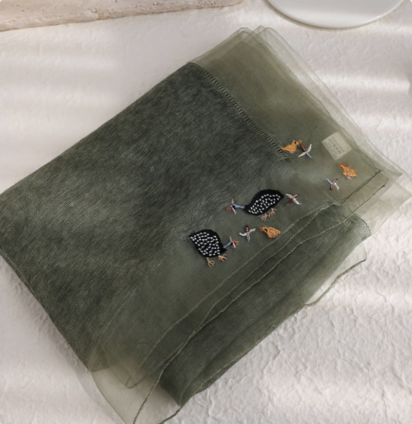 Embroidered Silk Scarf for Women – Lightweight Wrap - OESLO