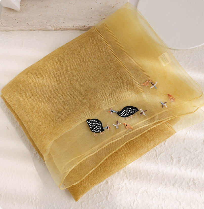 Embroidered Silk Scarf for Women – Lightweight Wrap - OESLO