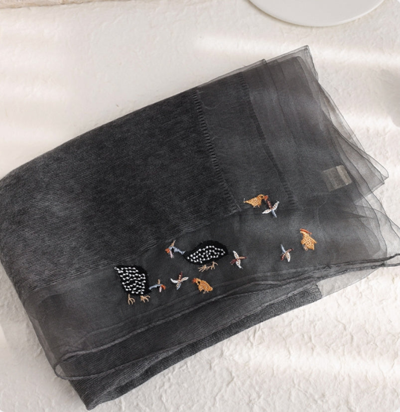 Embroidered Silk Scarf for Women – Lightweight Wrap - OESLO