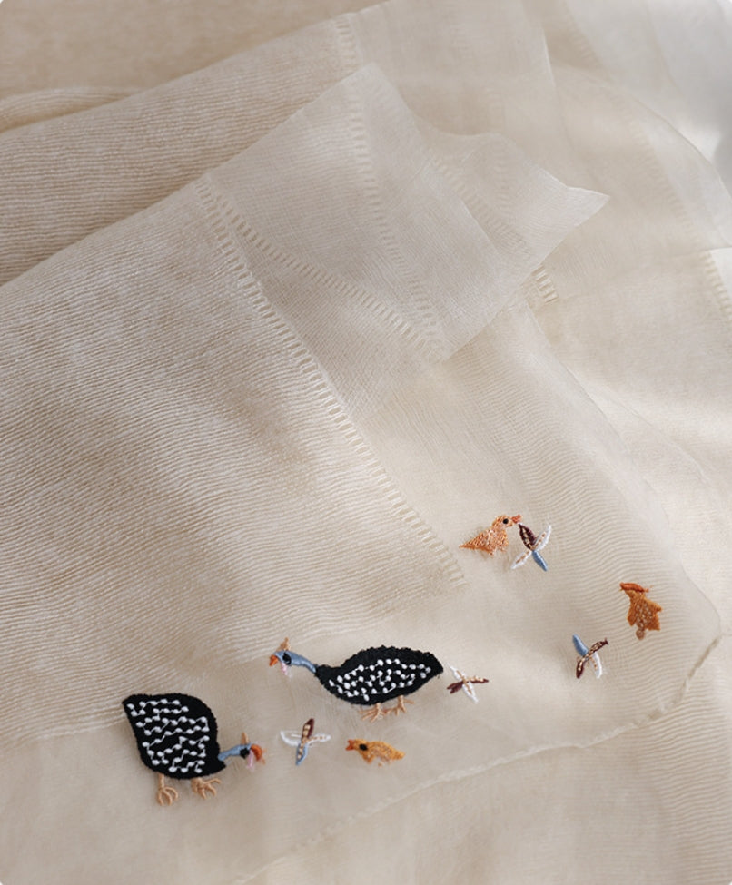 Embroidered Silk Scarf for Women – Lightweight Wrap - OESLO