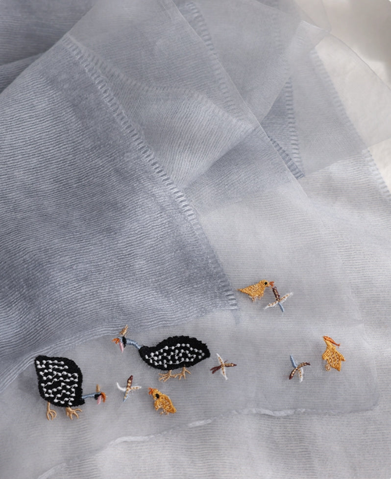 Embroidered Silk Scarf for Women – Lightweight Wrap - OESLO