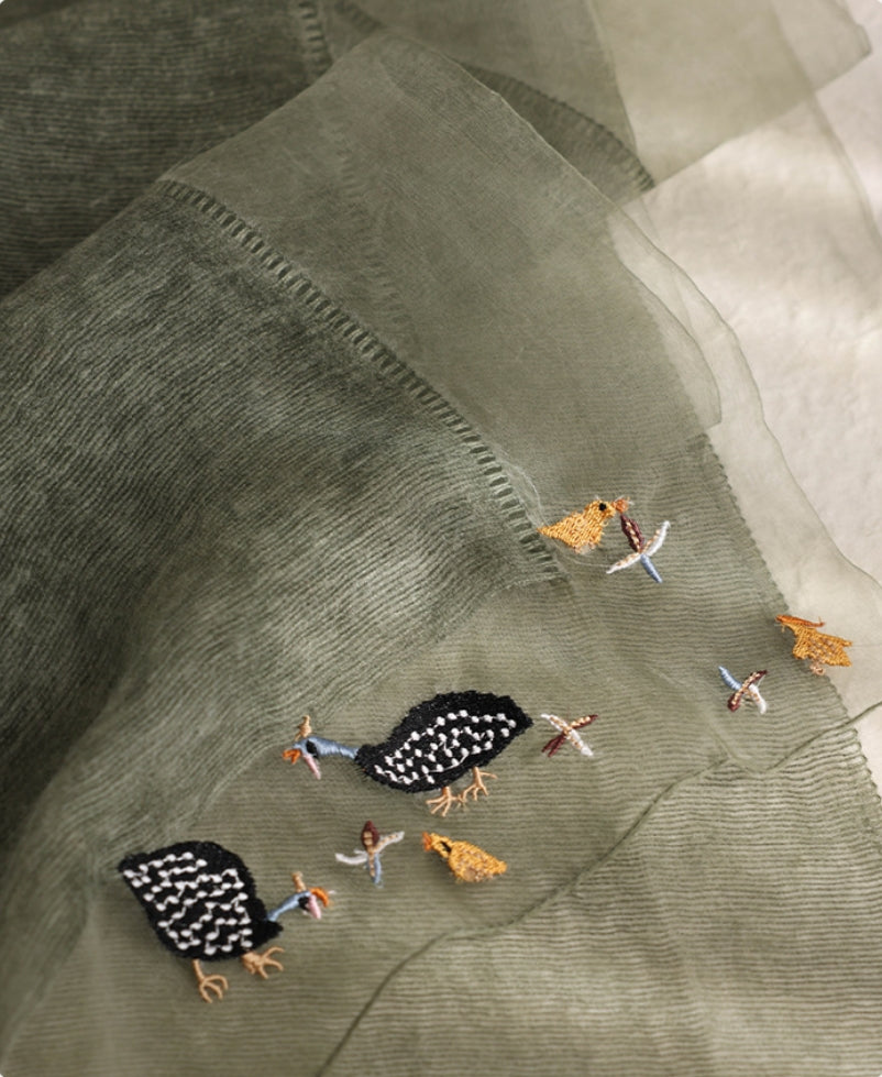 Embroidered Silk Scarf for Women – Lightweight Wrap - OESLO