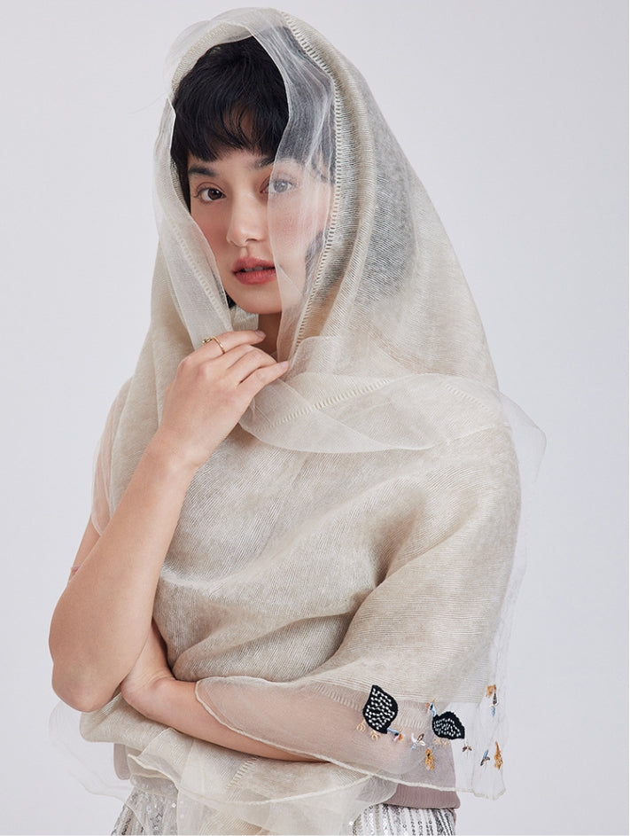 Embroidered Silk Scarf for Women – Lightweight Wrap - OESLO