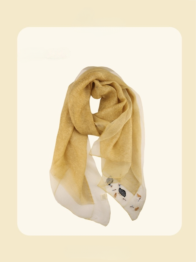 Embroidered Silk Scarf for Women – Lightweight Wrap - OESLO
