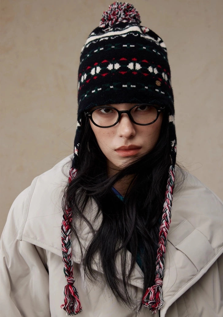 Fair Isle Wool Earflap Beanie – Vintage-Inspired Winter Knit Hat OESLO