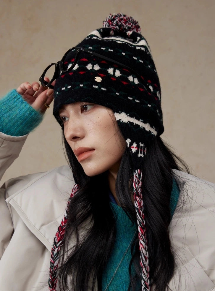 Fair Isle Wool Earflap Beanie – Vintage-Inspired Winter Knit Hat OESLO
