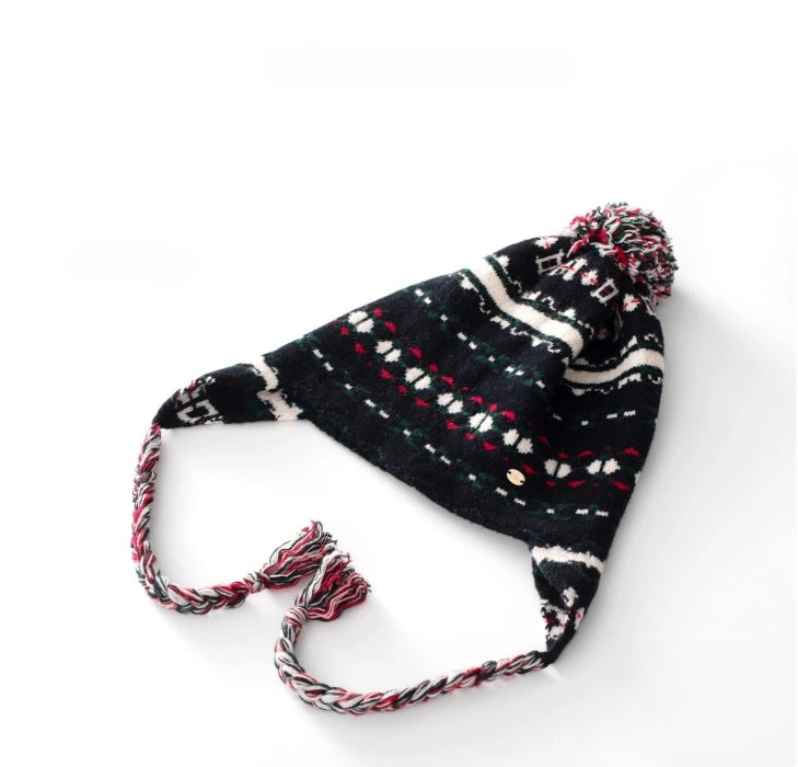 Fair Isle Wool Earflap Beanie – Vintage-Inspired Winter Knit Hat