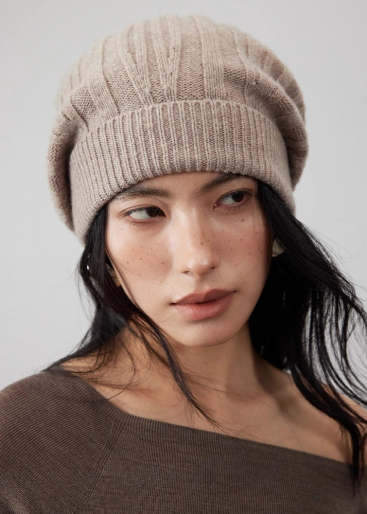 Wool Knit Hat — Elegant Striped Beret for Women | Multiple Colors OESLO