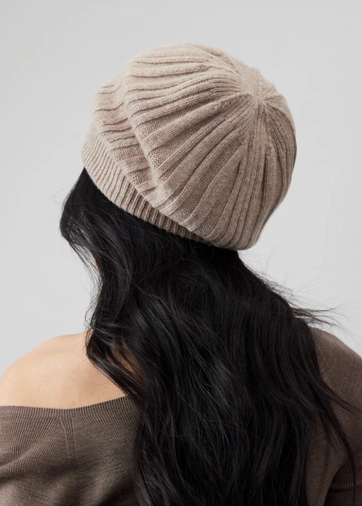 Wool Knit Hat — Elegant Striped Beret for Women | Multiple Colors OESLO