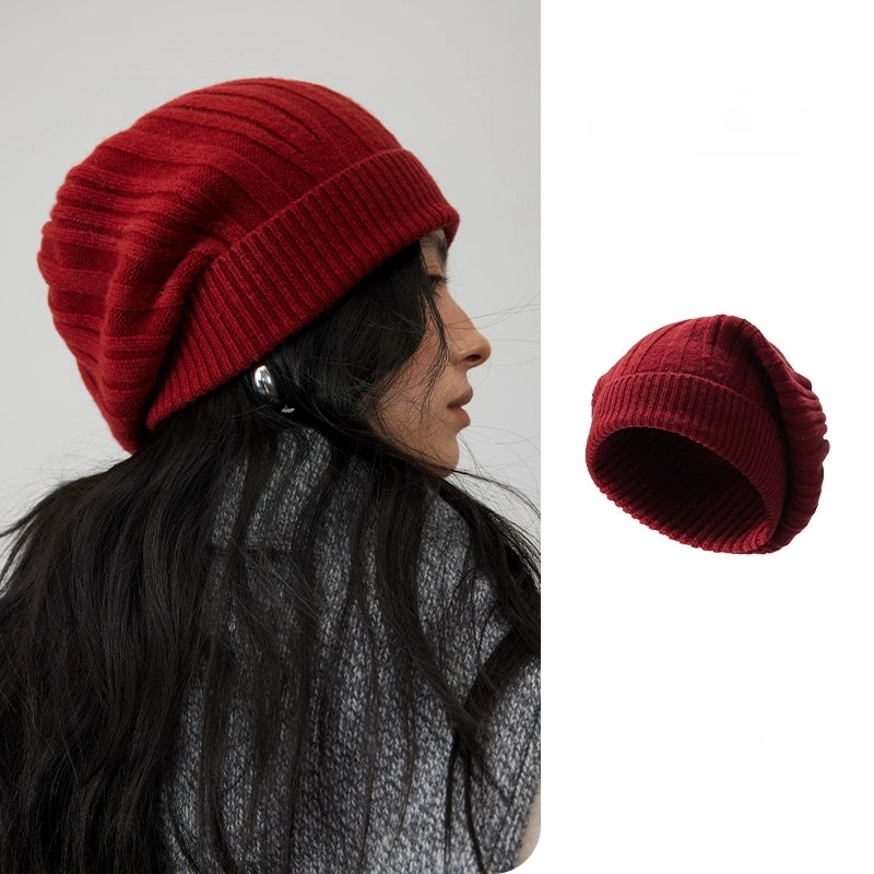 Wool Knit Hat — Elegant Striped Beret for Women | Multiple Colors OESLO