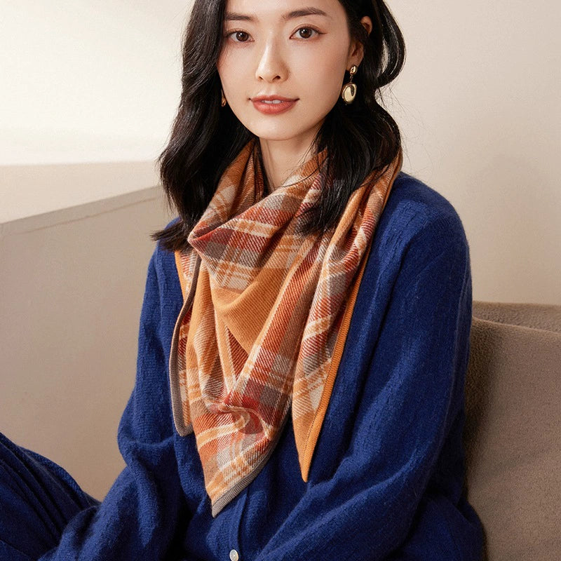 Classic Check Cashmere Triangle Scarf – Retro Chic Shawl | Multiple Colors OESLO