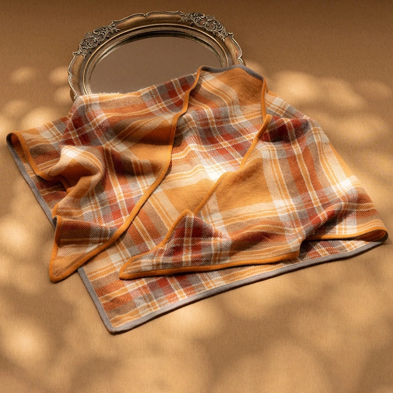 Classic Check Cashmere Triangle Scarf – Retro Chic Shawl | Multiple Colors OESLO