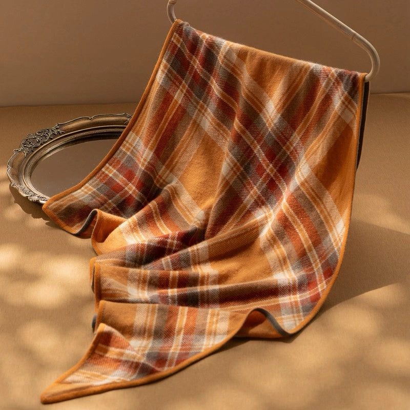 Classic Check Cashmere Triangle Scarf – Retro Chic Shawl | Multiple Colors OESLO