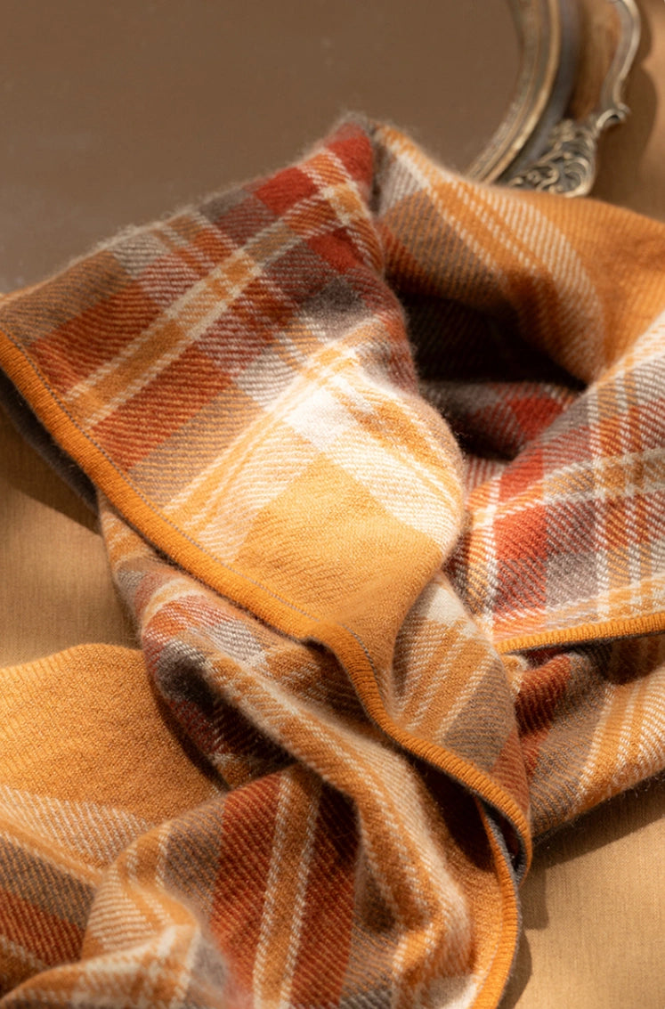 Classic Check Cashmere Triangle Scarf – Retro Chic Shawl | Multiple Colors OESLO