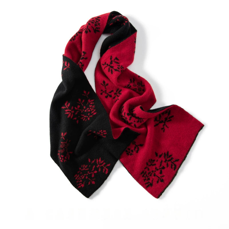 Reversible Cashmere Scarf - with Floral Jacquard Pattern | Multiple Colors OESLO