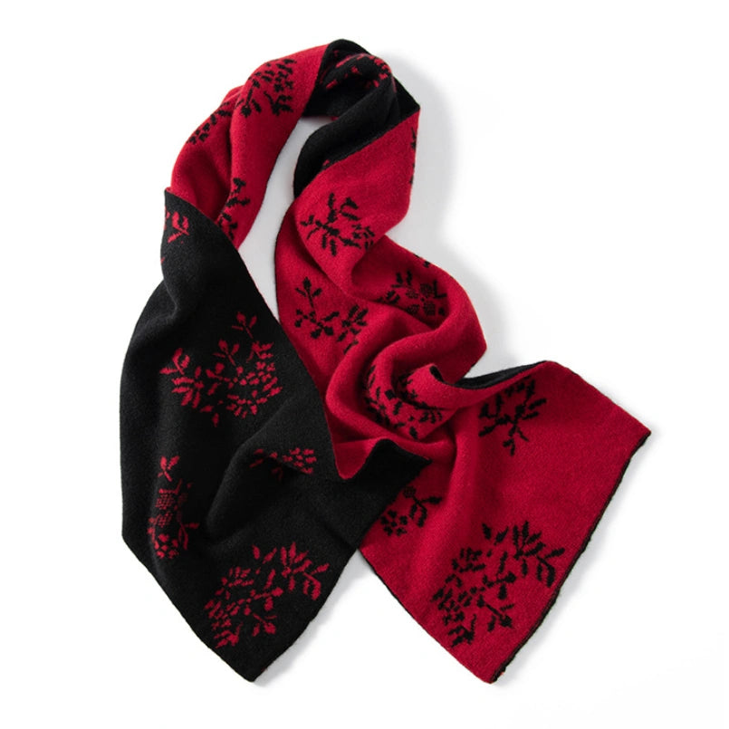 Reversible Cashmere Scarf - with Floral Jacquard Pattern | Multiple Colors OESLO