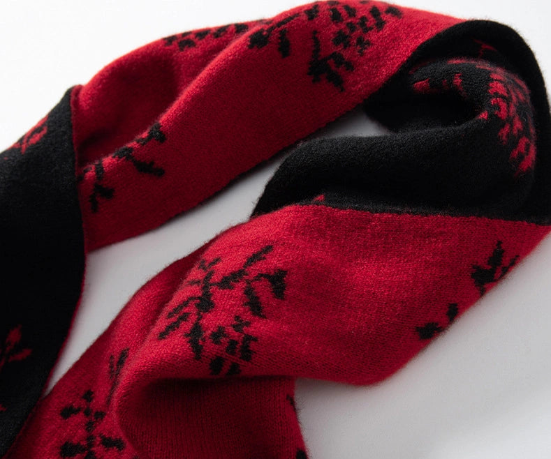 Reversible Cashmere Scarf - with Floral Jacquard Pattern | Multiple Colors OESLO