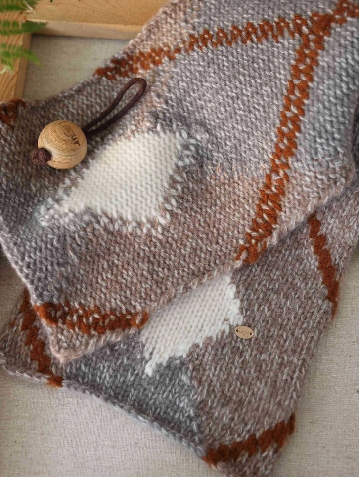 Geometric Wool Knit Scarf – 100% Wool Winter Classic for Men & Women