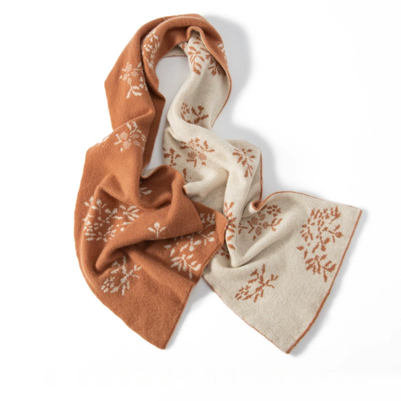 Reversible Cashmere Scarf - with Floral Jacquard Pattern | Multiple Colors OESLO