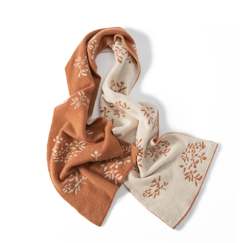 Reversible Cashmere Scarf - with Floral Jacquard Pattern | Multiple Colors OESLO
